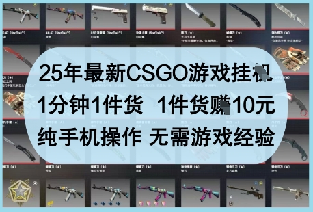 25年最新CSGO游戏挂G，1分钟1件货，1件货挣10元，纯手机操作，无需游戏经验【揭秘】_微雨项目网