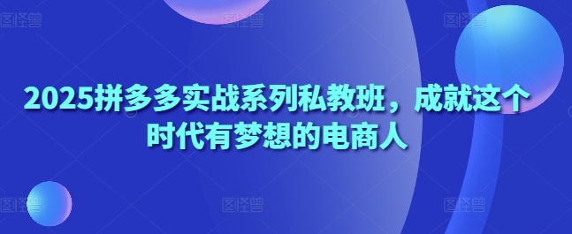 2025拼多多实战系列私教班，成就这个时代有梦想的电商人_微雨项目网