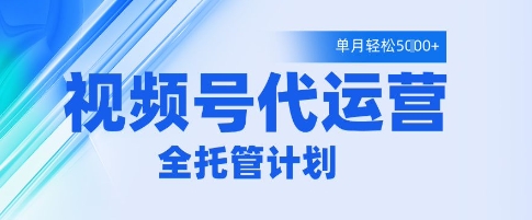 视频号代运营2.0，全程托管招募，单月轻松变现5k【揭秘】_微雨项目网