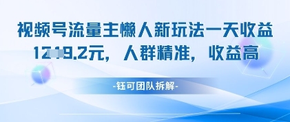 视频号流量主懒人新玩法，一天收益1k，人群精准收益高_微雨项目网