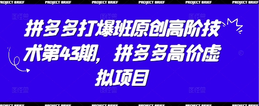 拼多多打爆班原创高阶技术第43期，拼多多高价虚拟项目_微雨项目网