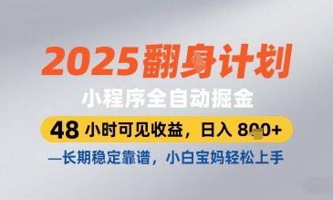 2025小程序全自动掘金，48 小时可见收益，日入8张，长期稳定靠谱，小白宝妈轻松上手【揭秘】_微雨项目网