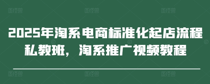2025年淘系电商标准化起店流程私教班，淘系推广视频教程_微雨项目网