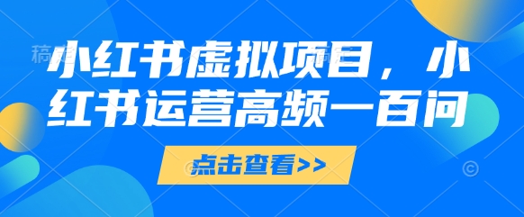 小红书虚拟项目，小红书运营高频一百问【文档】_微雨项目网