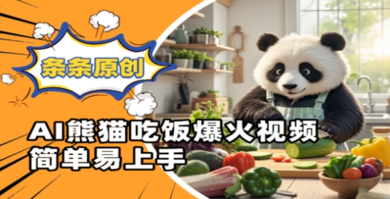 Ai熊猫吃饭爆火视频，条条原创，简单易上手_微雨项目网