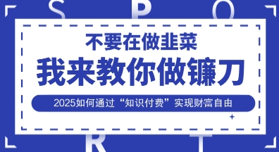 韭菜生涯终结者，我来教你做镰刀，2025如何通过“知识付费”实现财F自由【揭秘】_微雨项目网