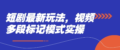 短剧最新玩法，视频多段标记模式实操_微雨项目网