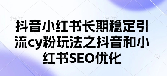抖音小红书长期稳定引流cy粉玩法之抖音和小红书SEO优化_微雨项目网
