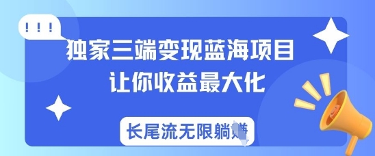 独家三端变现蓝海项目，让你收益最大化，长尾流无限躺挣_微雨项目网