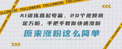 AI训练营起号篇，20个视频搞定万粉，手把手教你快速涨粉_微雨项目网