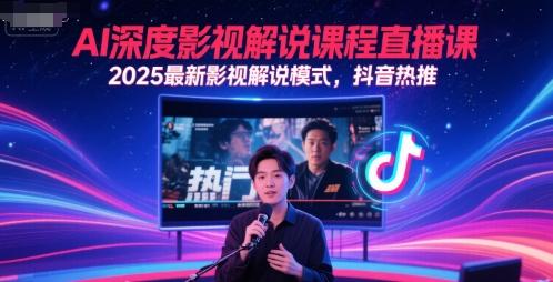 AI深度影视解说课程直播课，2025最新影视解说模式，抖音热推_微雨项目网