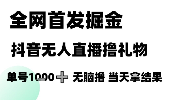 全网首发掘金抖音无人直播撸礼物，单号1k +无脑撸，当天拿结果【揭秘】_微雨项目网