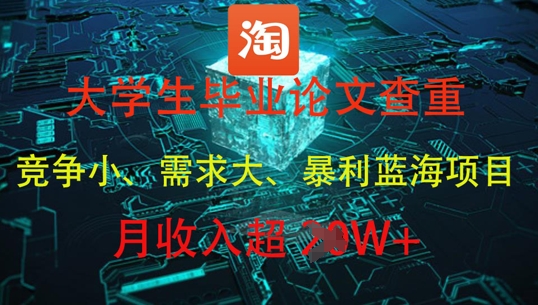 大学生毕业论文查重，暴利蓝海项目，月收入过1W+_微雨项目网