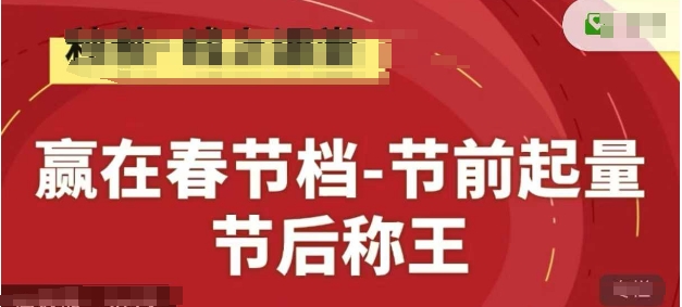 赢在春节档-节前起量，后称王，淘系精品线上系列课_微雨项目网