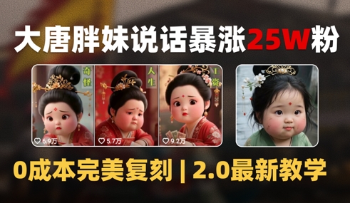 AI大唐胖贵妃说话2.0，40条视频暴涨40w粉，附独家变现攻略_微雨项目网