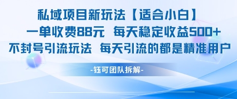 私域项目新玩法【适合小白】 一单收费88.每天稳定收益几张_微雨项目网