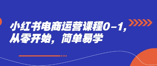 小红书电商运营课程0-1，从零开始，简单易学_微雨项目网