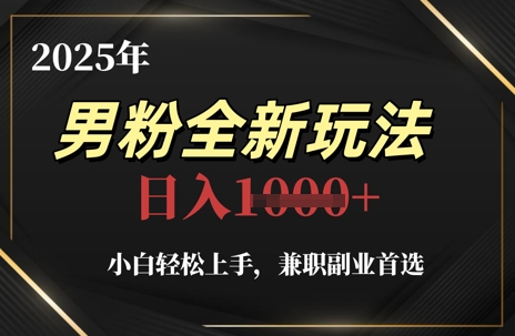 2025年男粉全新玩法，小白轻松上手，兼职副业首选，轻轻松松日入1k+_微雨项目网