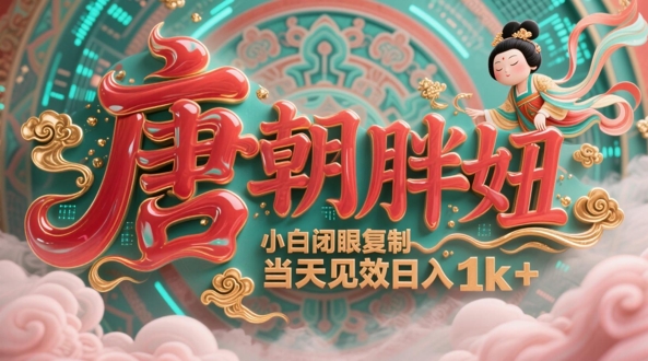 用AI克隆“唐朝胖妞”日更3条，平台疯狂推流，小白闭眼复制，当天见效，日入1k+_微雨项目网