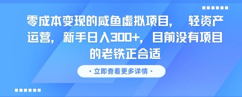 零成本变现的咸鱼虚拟项目， 轻资产运营，新手日入3张+，目前没有项目的老铁正合适_微雨项目网