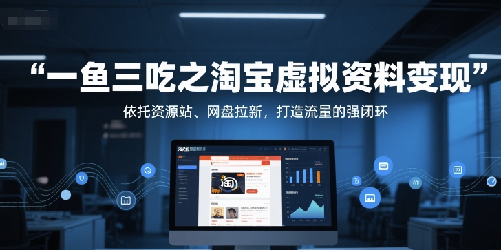 一鱼三吃之淘宝虚拟资料变现，依托资源站、网盘拉新，打造流量的强闭环_微雨项目网