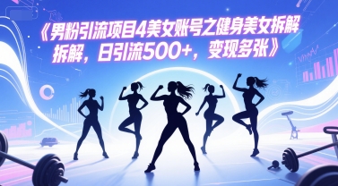 男粉引流项目4美女账号之健身美女拆解，日引流500+，变现多张_微雨项目网