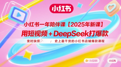 小红书一年陪伴课【2025年新课】，用短视频+deepSeek打爆款，史上最干货的小红书店铺爆款课程_微雨项目网