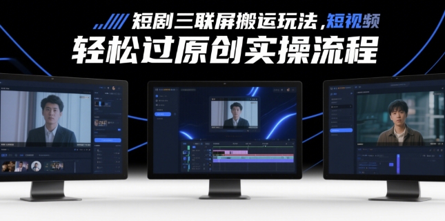 短剧三联屏搬运玩法，短剧搬运轻松过原创实操流程_微雨项目网