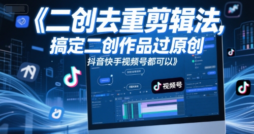 短视频二创去重剪辑法，搞定二创作品过原创，抖音快手视频号都可以_微雨项目网