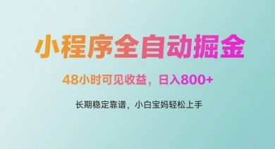 微信小程序全自动掘金，48小时可见收益，日入多张，长期稳定靠谱，小白宝妈轻松上手【揭秘】_微雨项目网