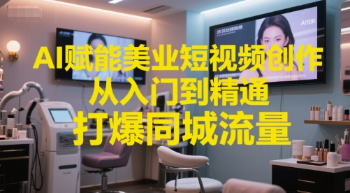 AI赋能美业短视频创作，从入门到精通，打爆同城流量，超级AI工具短视频实操落地_微雨项目网