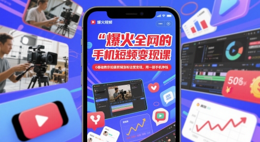 爆火全网的手机短视频变现课，0基础教你拍摄剪辑涨粉运营变现，用一部手机挣钱_微雨项目网