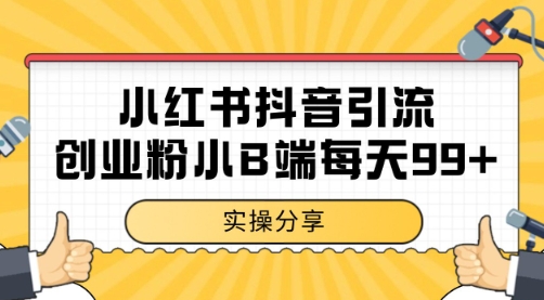 小红书抖音创业粉，小B端粉自热 日引99+的一个玩法【揭秘】_微雨项目网