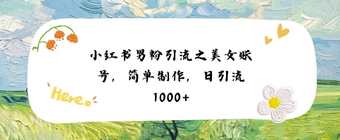 小红书男粉引流项目之美女账号6，简单制作，条条爆款原创，不违规_微雨项目网