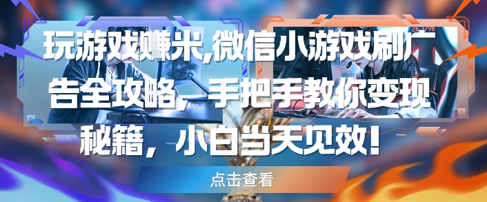玩游戏挣米，微信小游戏刷广告全攻略，手把手教你变现秘籍，小白当天见效_微雨项目网