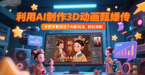 利用AI制作3D动画甄嬛传，流量爆了，手把手教你这个AI新玩法，轻松涨粉_微雨项目网