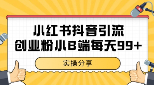 小红书抖音创业粉，小B端粉自热，日引99+的一个玩法【揭秘】_微雨项目网