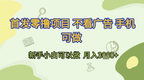 首发零撸项目 不看广告 手机可做 新手小白可以做  月入3k+【揭秘】_微雨项目网