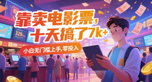 靠卖电影票，十天搞了7k+，小白无门槛上手，零投入【揭秘】_微雨项目网