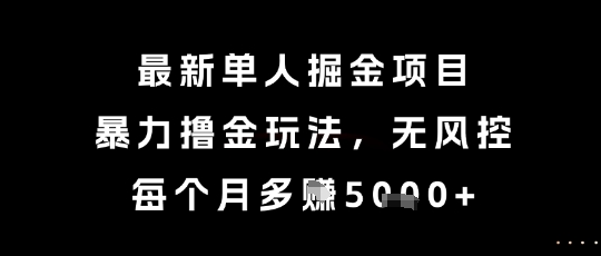 最新单人掘金项目，暴力撸金玩法，无风控，每个月多挣5k+【揭秘】_微雨项目网