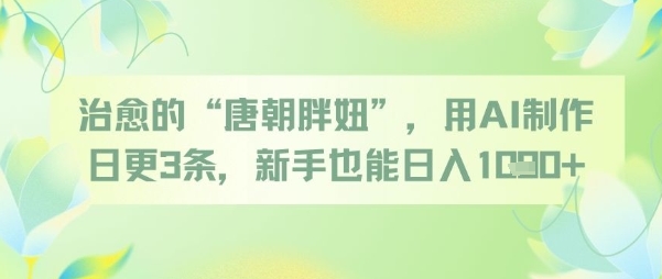 治愈的“唐朝胖妞”，用AI制作日更3条，新手也能日入多张_微雨项目网