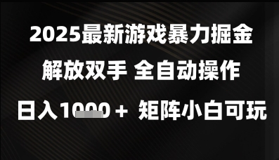 2025最新游戏暴力掘金解放双手，全自动操作，日入1k+矩阵，小白可玩【揭秘】_微雨项目网