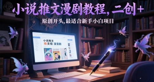 小说推文漫剧教程，二创+原创开头，最适合新手小白项目_微雨项目网