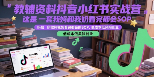 教辅资料抖音小红书实战营，这是一套我妈和我奶看完都会的SOP，低成本低风险创业_微雨项目网