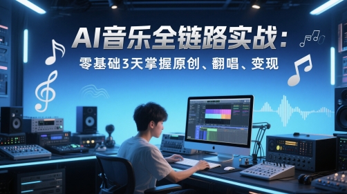 AI音乐全链路实战变现课：零基础3天掌握原创、翻唱、变现_微雨项目网