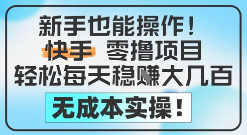 新手也能操作，快手零撸挣米，轻松每天挣2-5张，完全无成本_微雨项目网