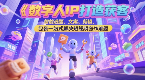 数字人IP打造获客变现实操课，智能选题、文案、剪辑、包装一站式解决短视频创作难题_微雨项目网