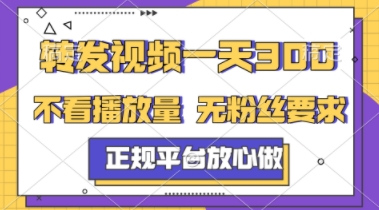 转发视频一天3张+，正规平台放心做，不看播放量，不看粉丝量，一个任务几分钟完成【揭秘】_微雨项目网