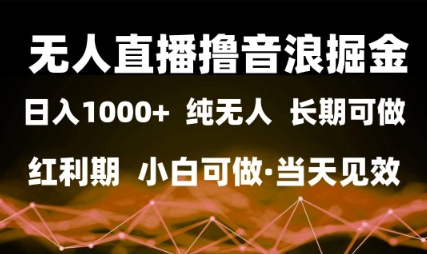 无人直播撸音浪掘金，日入1k+，纯无人红利期，小白可做，当天见效【揭秘】_微雨项目网