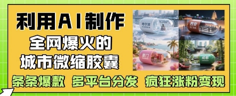 利用AI制作全网爆火的城市微缩胶囊，条条爆款， 多平台分发，疯狂涨粉变现_微雨项目网